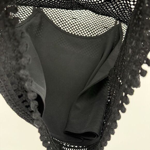 Laura Ashley Vintage 90s Black Knit Sheer Top Size Small - Picture 5 of 7